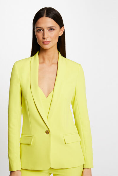 Chaqueta entallada abotonada amarillo mujer
