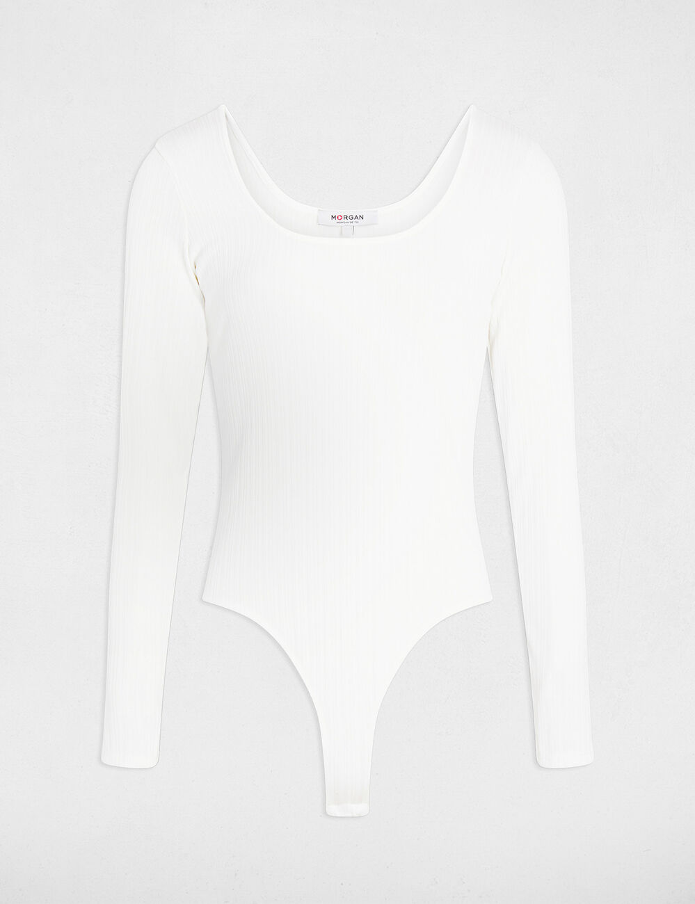 Body escotado de manga larga blanco mujer