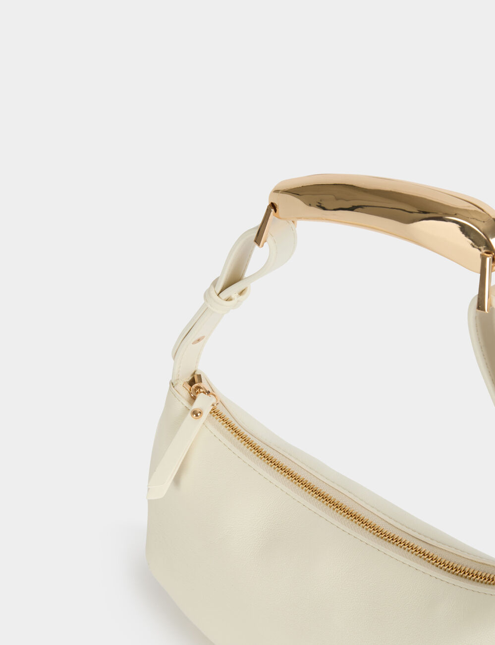 Bolso con asa met&aacute;lica blanco mujer