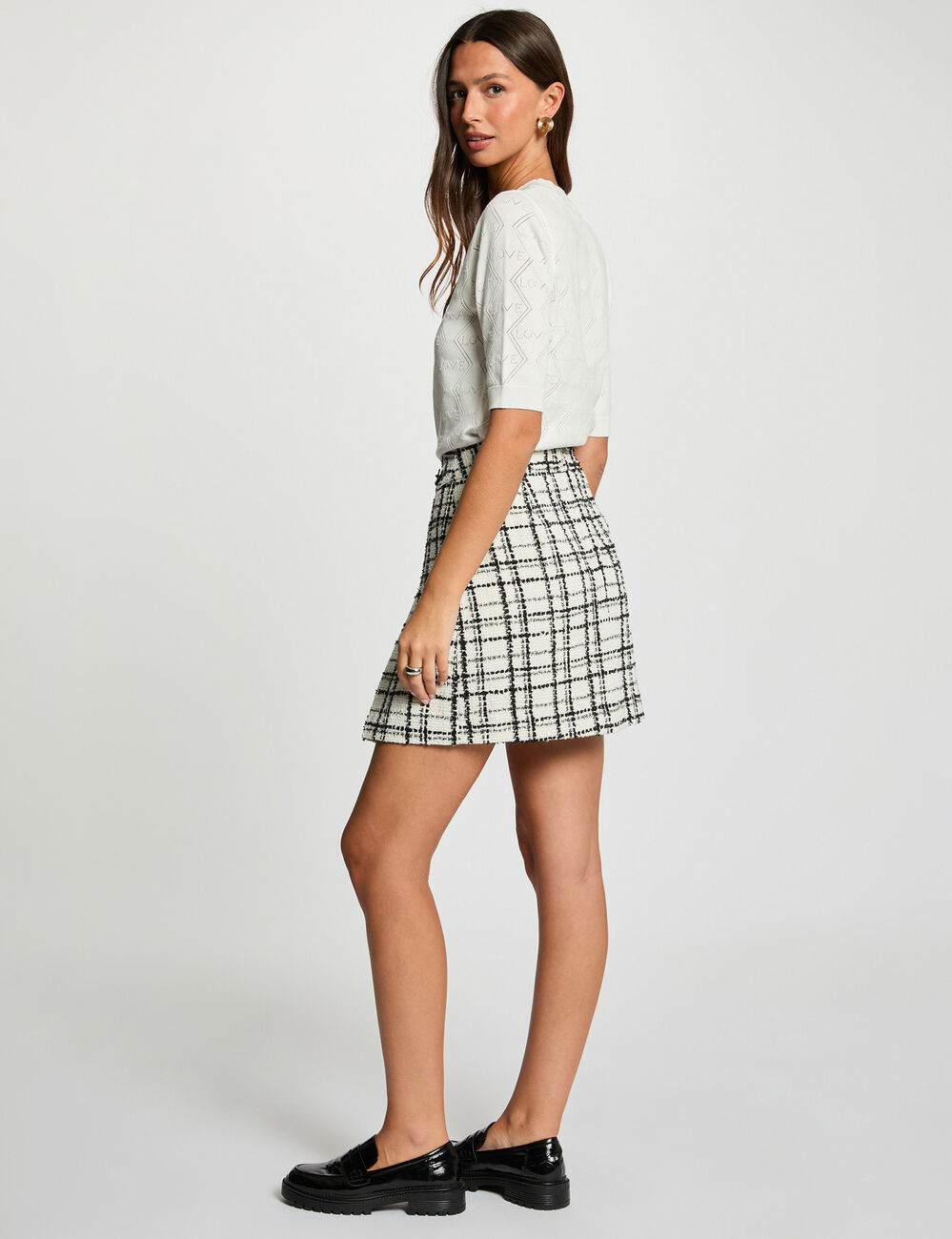 Jersey calado mangas 3/4 blanco mujer