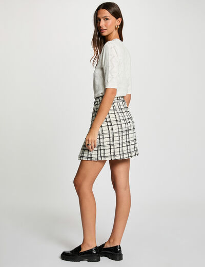 Jersey calado mangas 3/4 blanco mujer