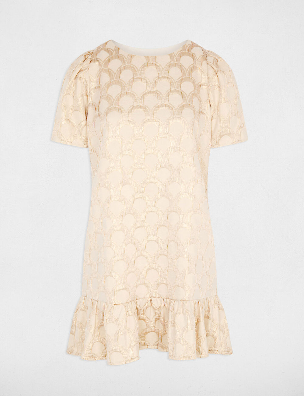 Vestido corto jacquard rosa pastel mujer