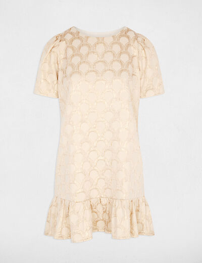 Vestido corto jacquard rosa pastel mujer