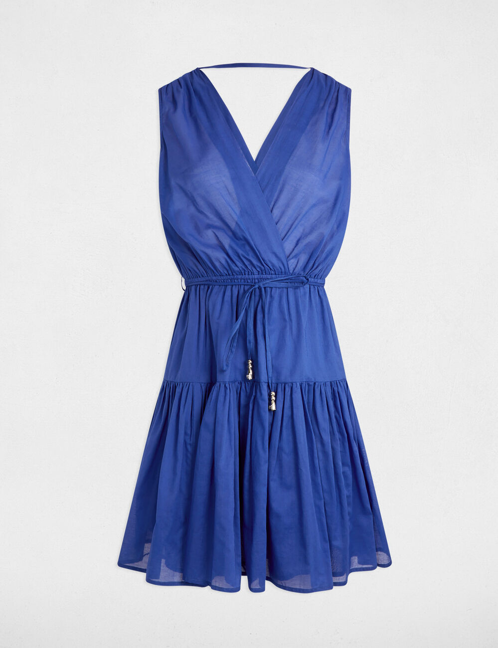 Vestido corto acampanado azul eléctrico mujer