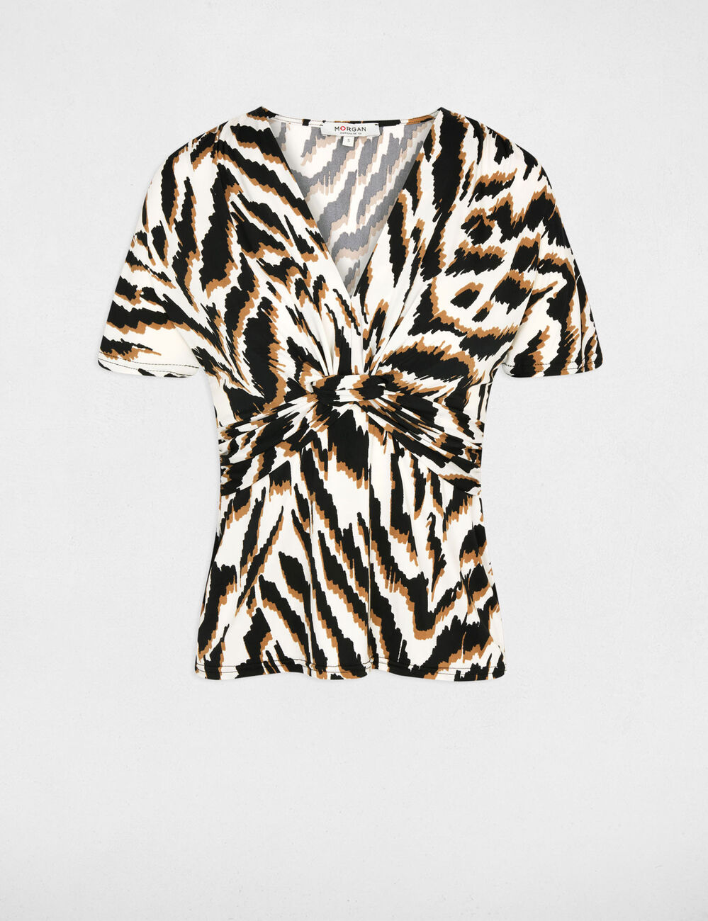 Camiseta ajustada cuello v multicolor mujer