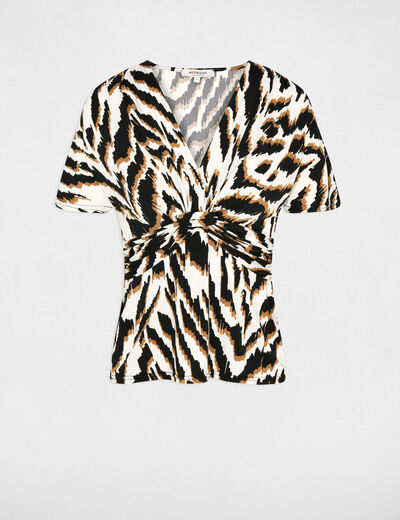 Camiseta ajustada cuello v multicolor mujer