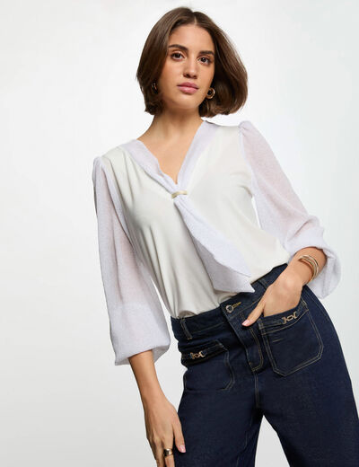 Camiseta manga larga blanco mujer