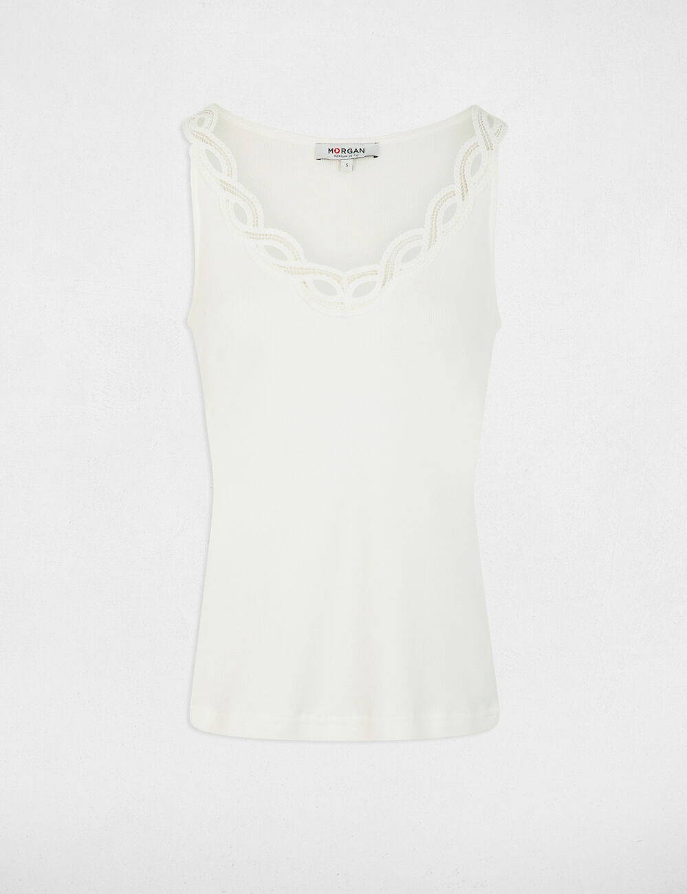 Top ajustado con cuello en v blanco mujer