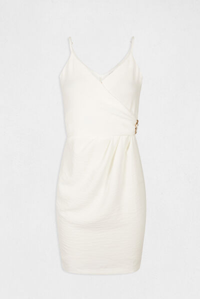 Vestido ajustado con efecto drapeado crudo mujer