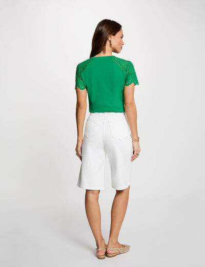 Camiseta manga corta verde pradera mujer