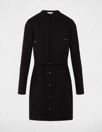 Vestido de punto efecto 2 en 1 negro mujer