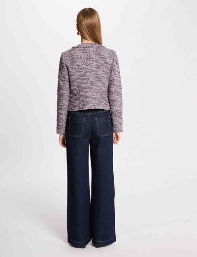 Americana corta tweed multicolor mujer
