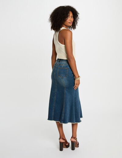 Falda vaquero midi ajustada denim stone mujer