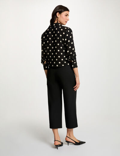 Camisa cropped de lunares negro mujer