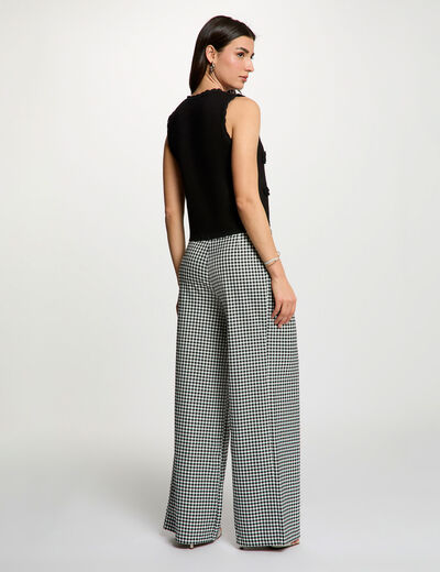 Pantal&oacute;n ancho con pliegues negro mujer