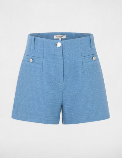 Short recto tweed bleu gris mujer