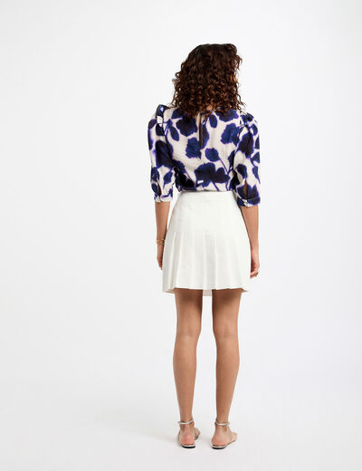 Falda corta plisada blanco mujer