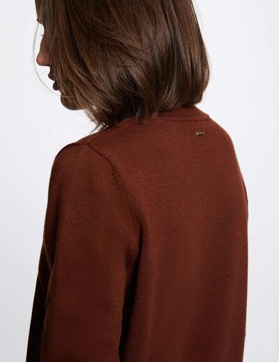 Jersey cuello redondo marr&oacute;n mujer