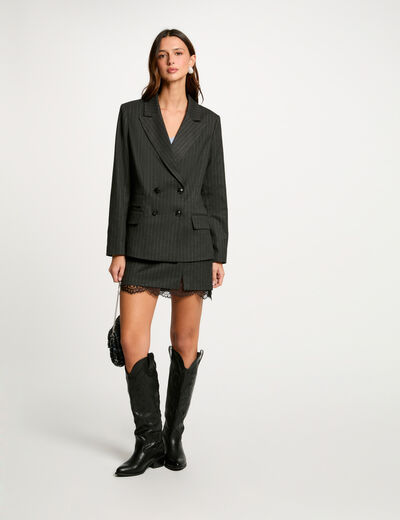 Americana con rayas gris oscuro mujer