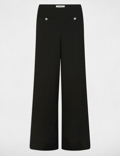 Pantal&oacute;n ancho de tiro alto negro mujer