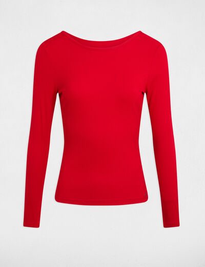 Camiseta manga larga rojo mujer