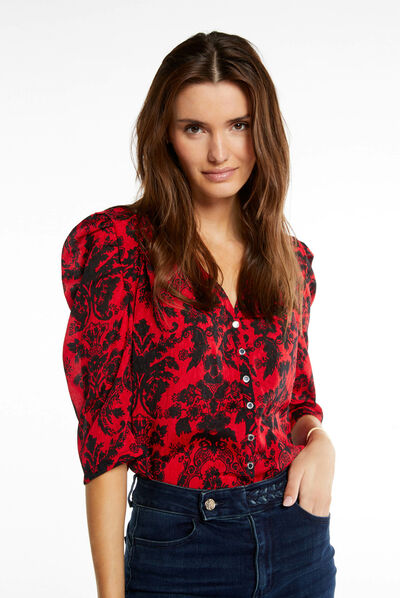Camisa manga 3/4 estampado cachemira multico mujer