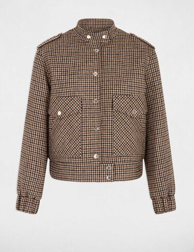 Chaqueta de tweed con cuello mao multicolor mujer