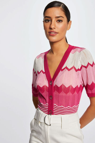 Jersey manga corta estampado chevron  mujer