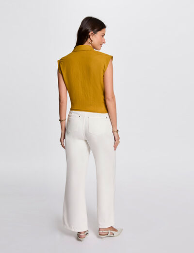 Blusa sin mangas amarillo mostaza mujer