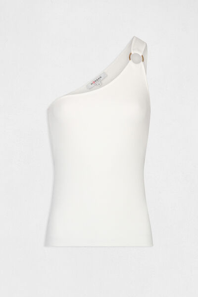 Top punto asimétrico con hebilla crudo mujer