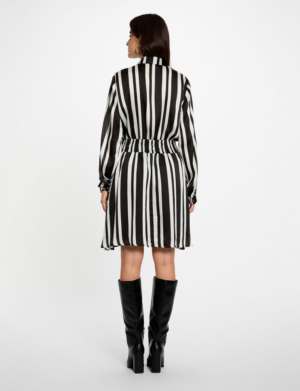 Vestido recto asim&eacute;trico rayas multicolor mujer