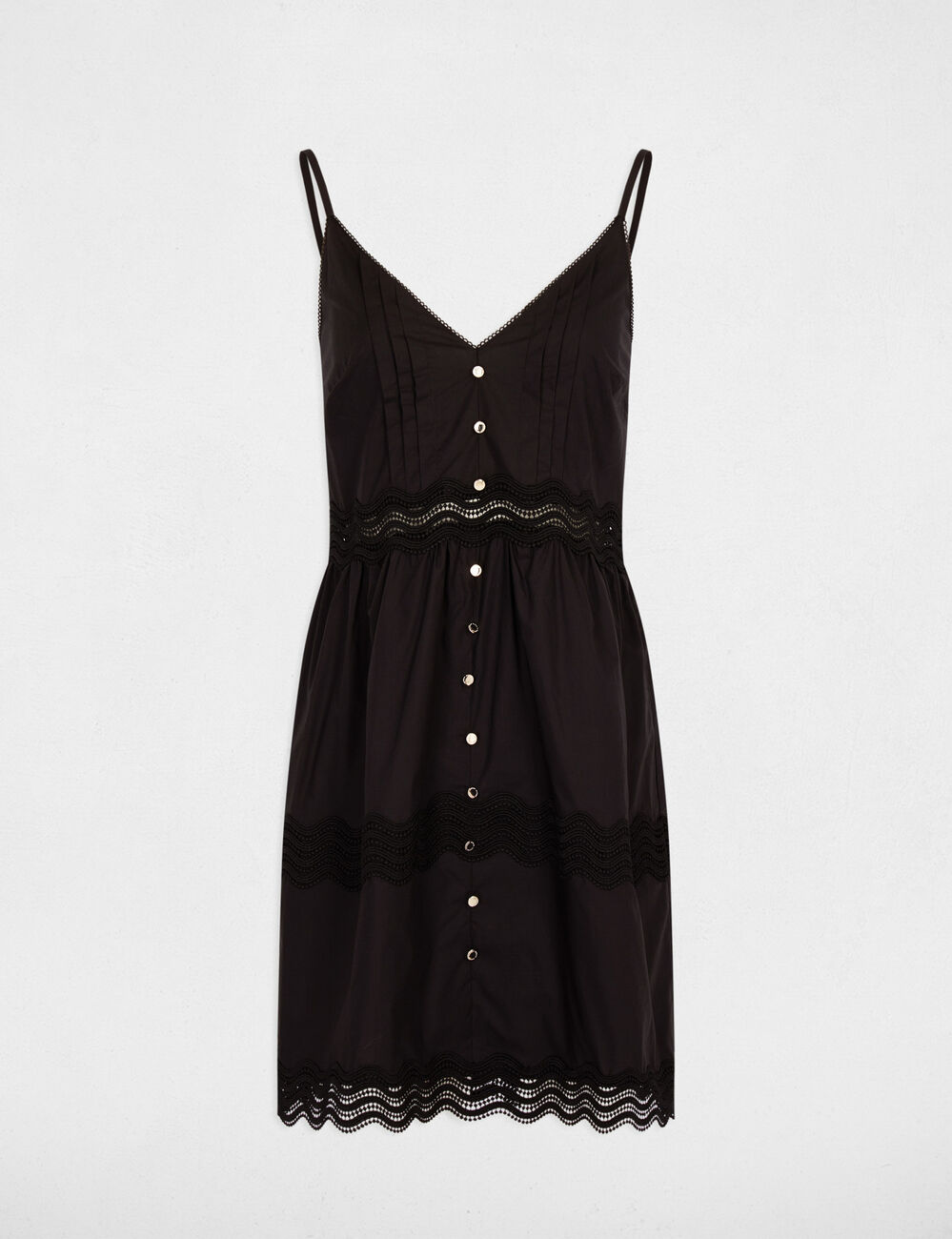Vestido tirantes finos cuello v negro mujer