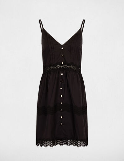 Vestido tirantes finos cuello v negro mujer