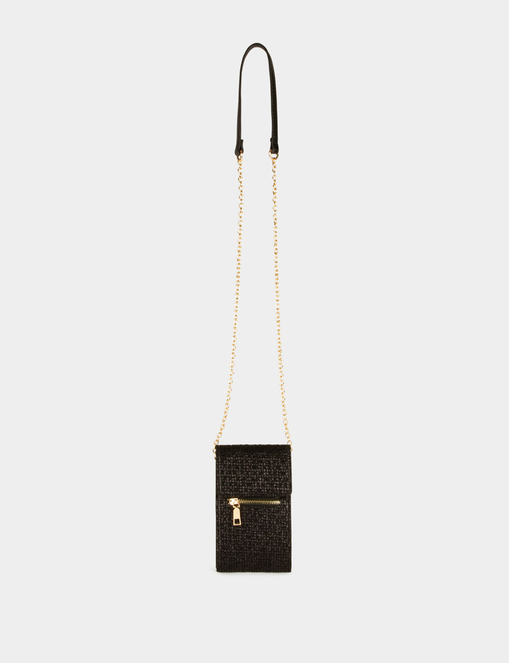 Bolso teléfono lentejuelas negro mujer