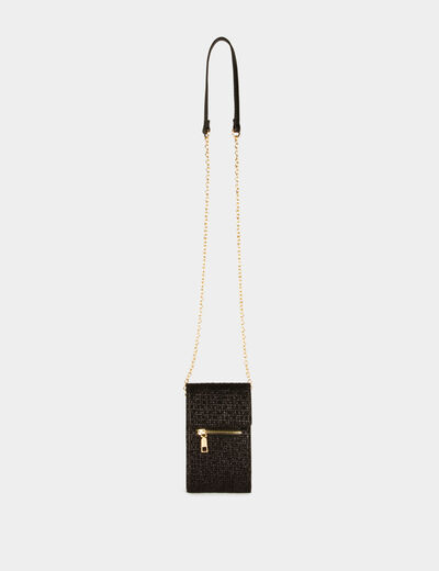 Bolso teléfono lentejuelas negro mujer