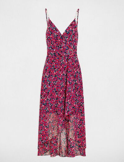 Vestido largo estampado rojo medio mujer