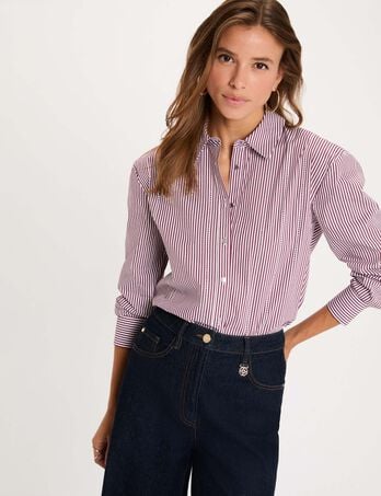 Camisa rayada con strass multicolor mujer