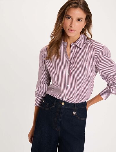 Camisa rayada con strass multicolor mujer