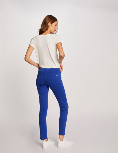 Pantalón skinny talle bajo azul eléctrico mujer