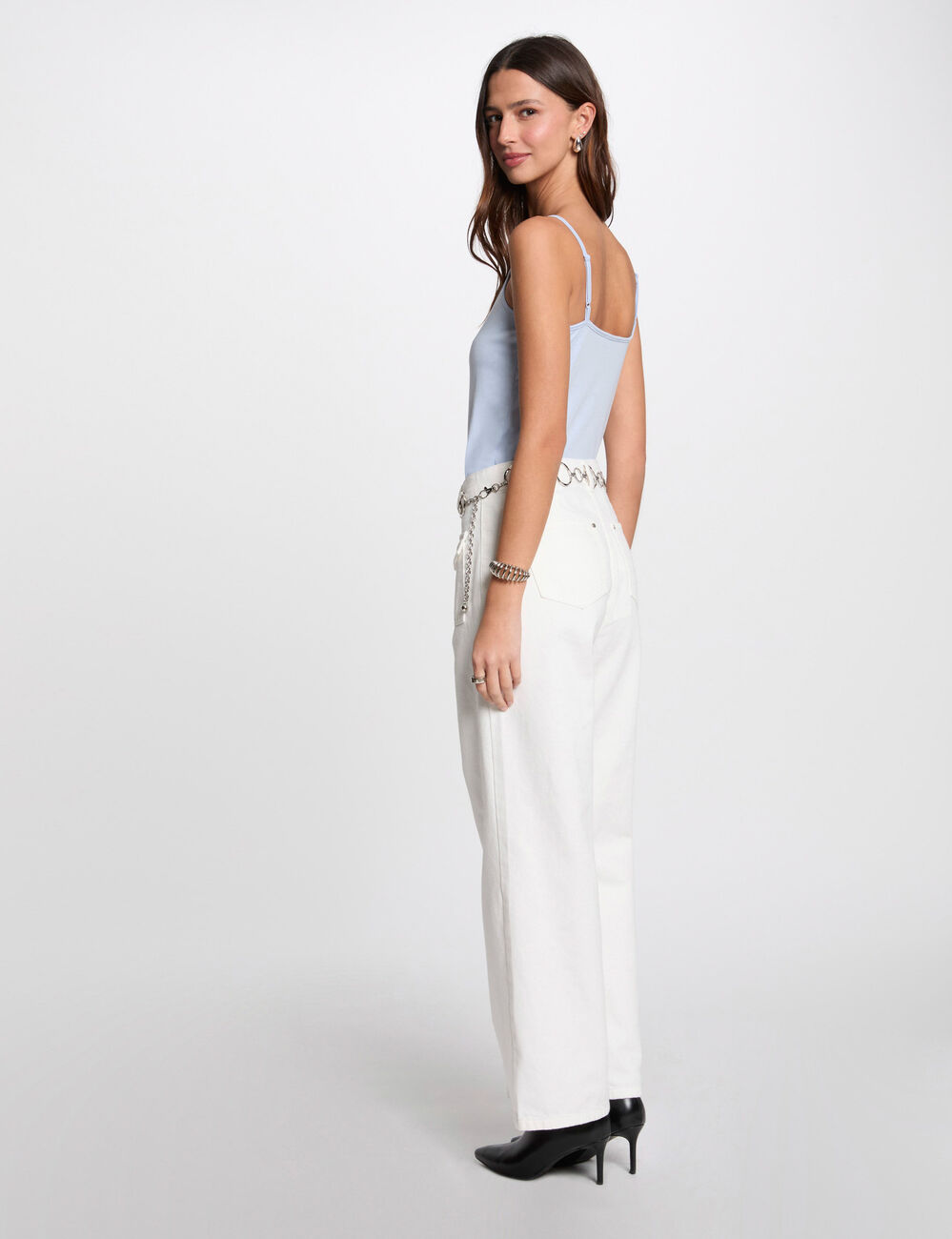 Top con tirantes finos azul cielo mujer