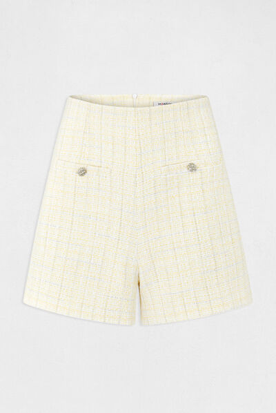 Short recto talle alto amarillo mujer