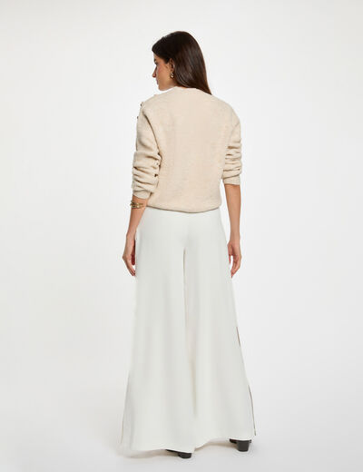 Jersey corto cuello fantas&iacute;a beige mujer