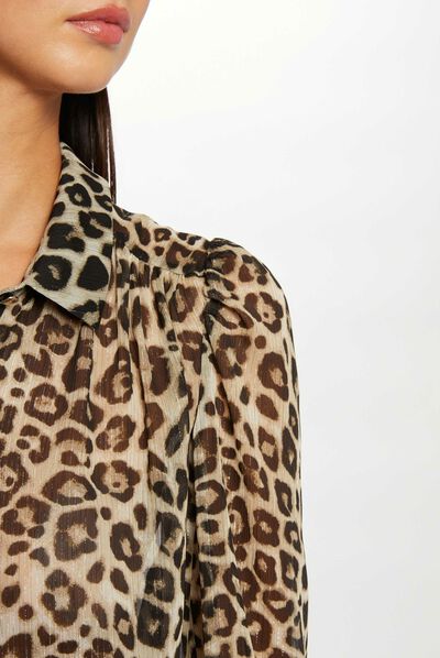 Camisa manga larga estampada multico mujer