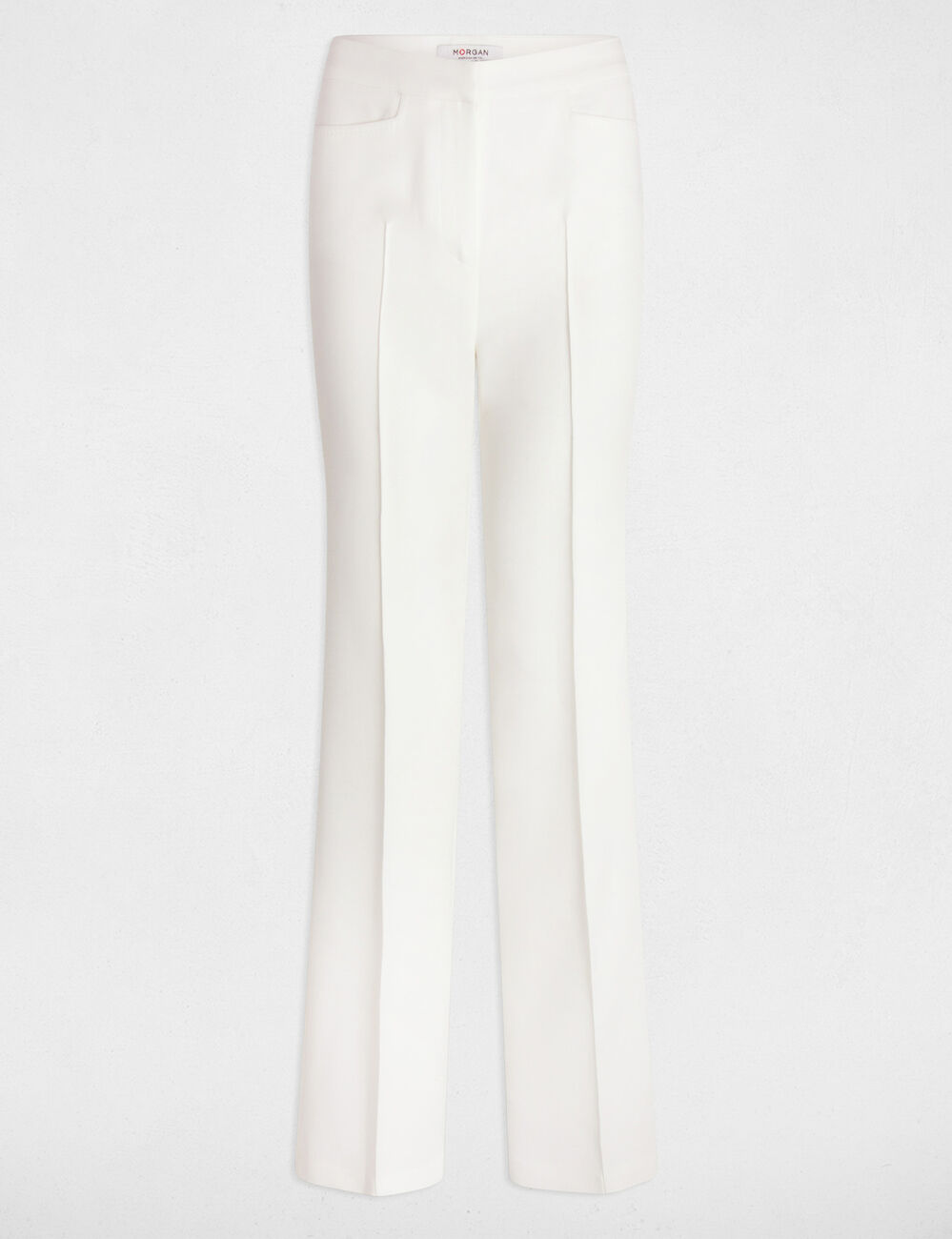 Pantalón boot-cut talle alto blanco mujer