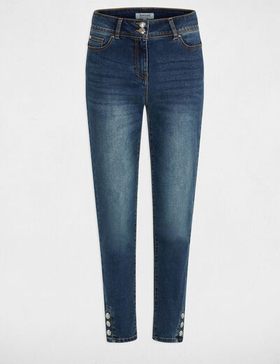 Vaquero slim estilo corto denim stone mujer