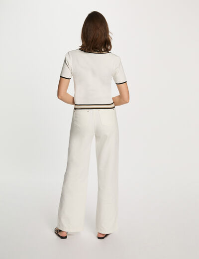 Jersey cuello tipo polo manga corta blanco mujer