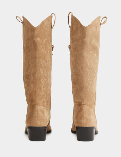 Botines estilo western tacones arena mujer