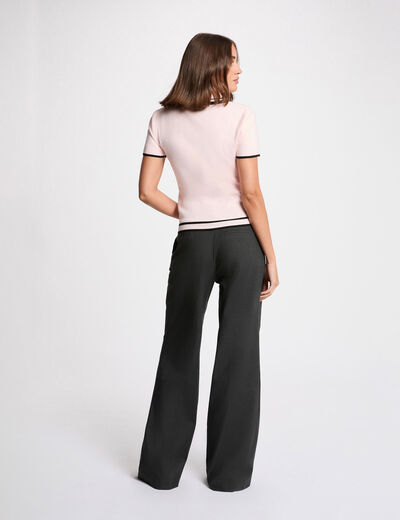 Jersey ajustado de rayas rosa claro mujer