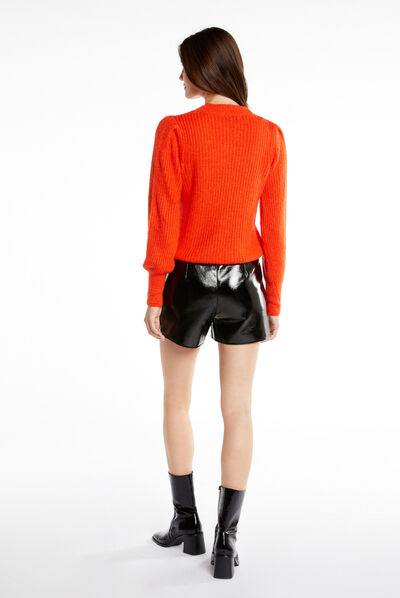 Jersey manga larga con cuello alto orange mujer