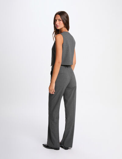 Pantal&oacute;n de pierna ancha gris moyen mujer